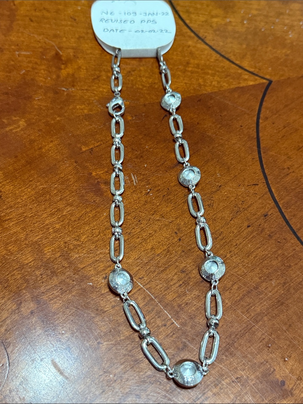 Anthropologie Radium Creation Silver-Toned Chain Link Green Gemstone Necklace🔥🔥🔥 - Picture 4 of 16